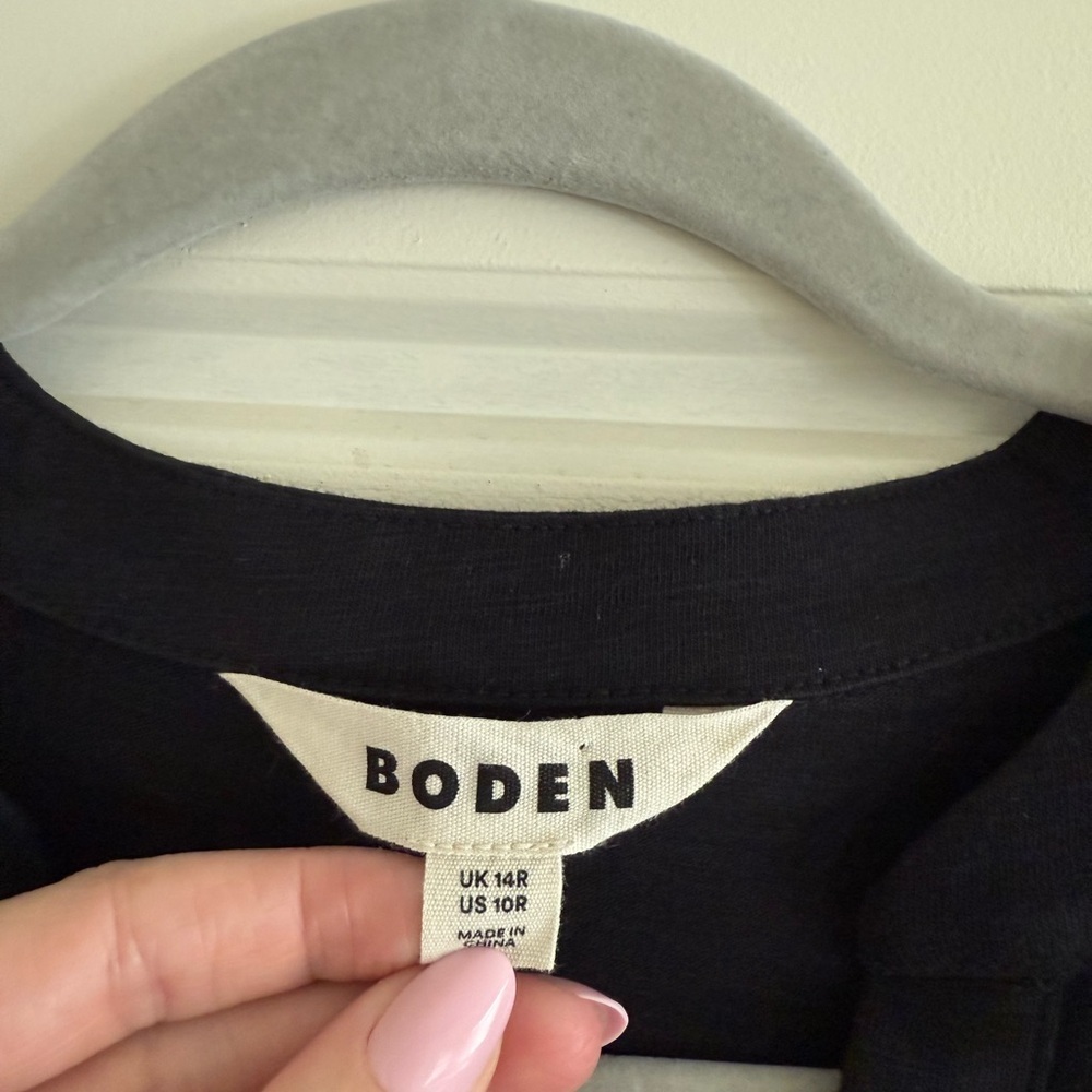 Boden Long Sleeve Black Simple Basic Midi Dress Size 10 Regular - Picture 4 of 4